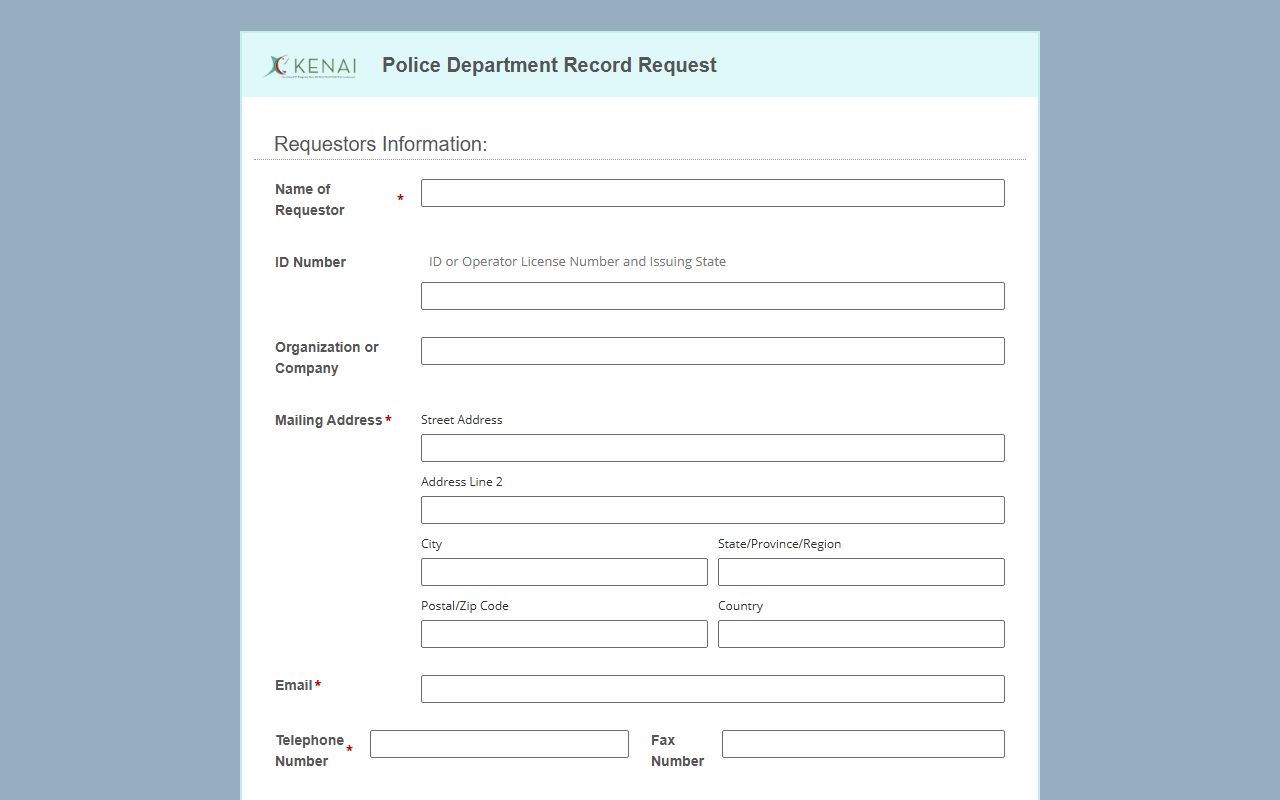 Kenai police department records request DUI records