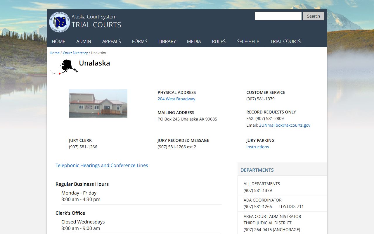 Unalaska courthouse Aleutians West DUI records