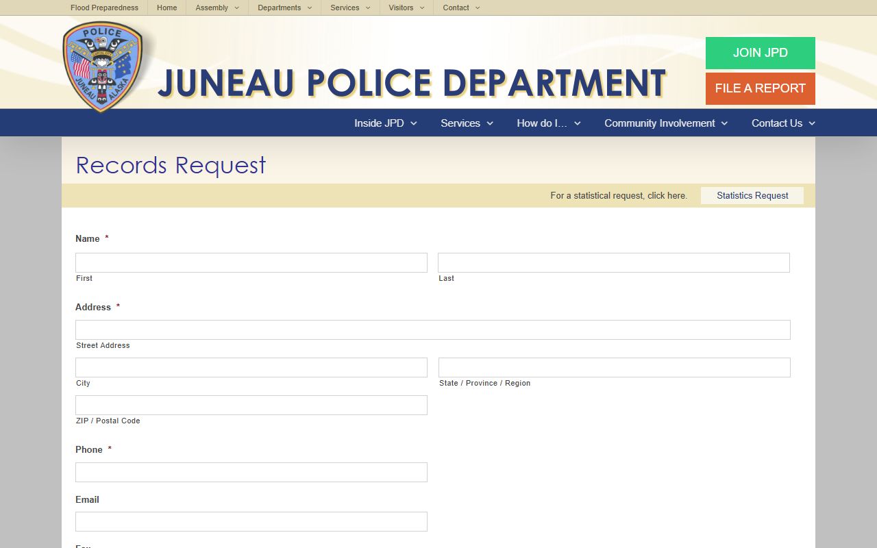 Juneau Police Department records request DUI records