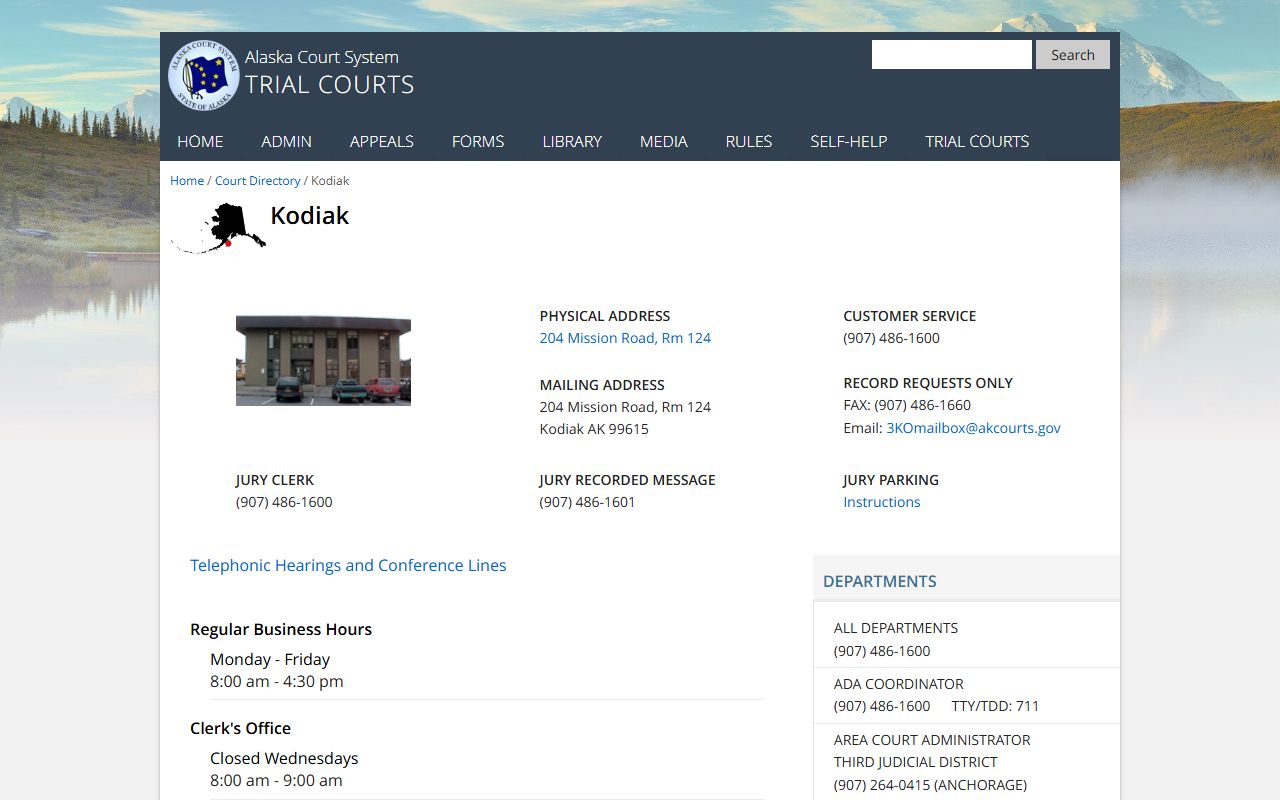 Kodiak Island Borough courthouse DUI records