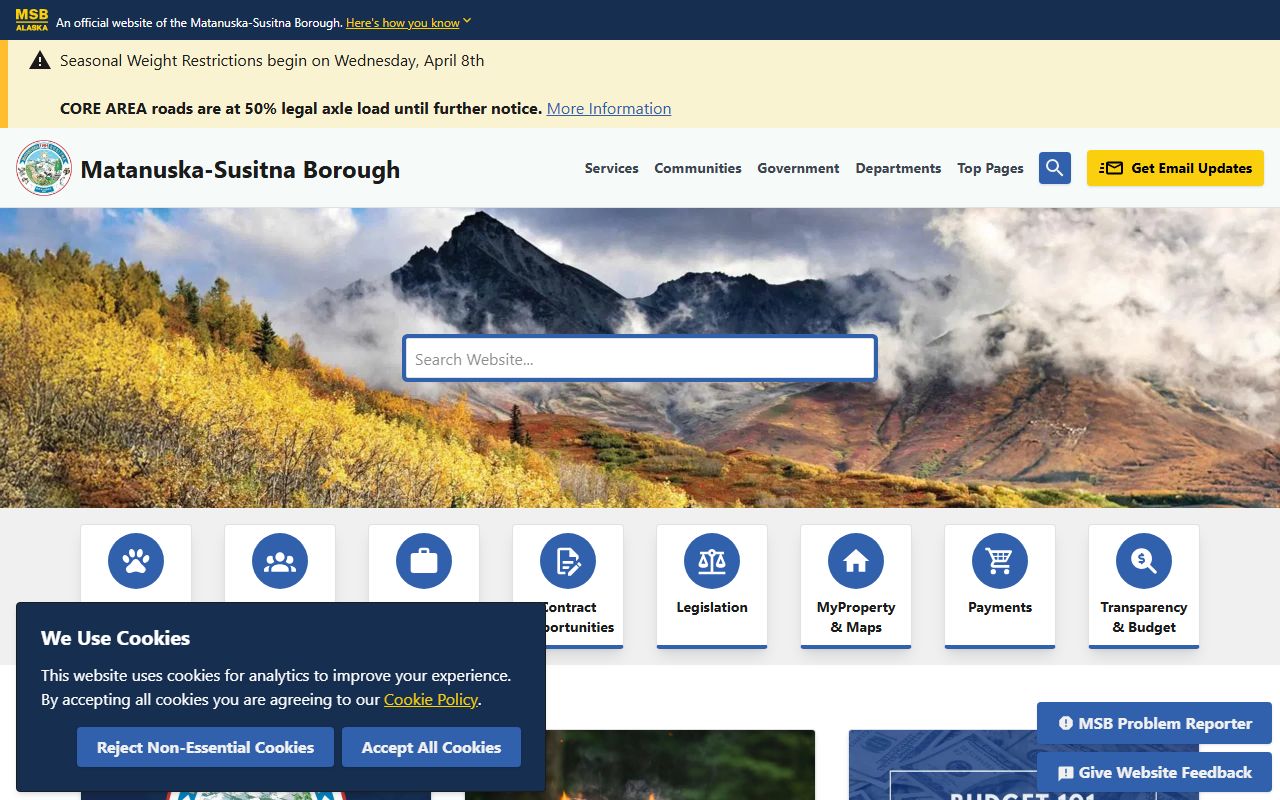 Matanuska-Susitna Borough official website DUI records