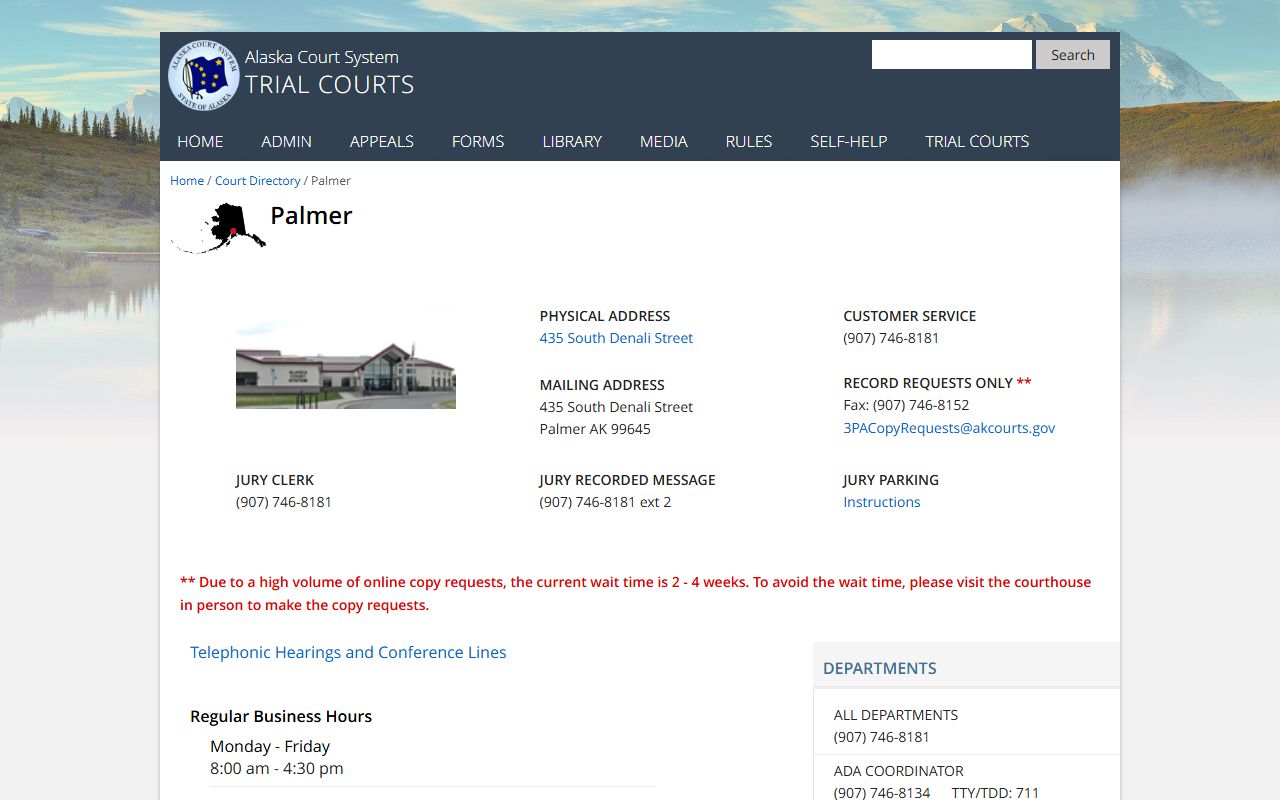 Matanuska-Susitna Palmer Superior and District Court DUI records