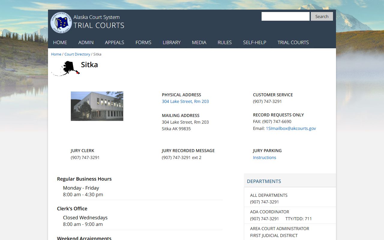 Sitka City and Borough Sitka Trial Courts DUI records