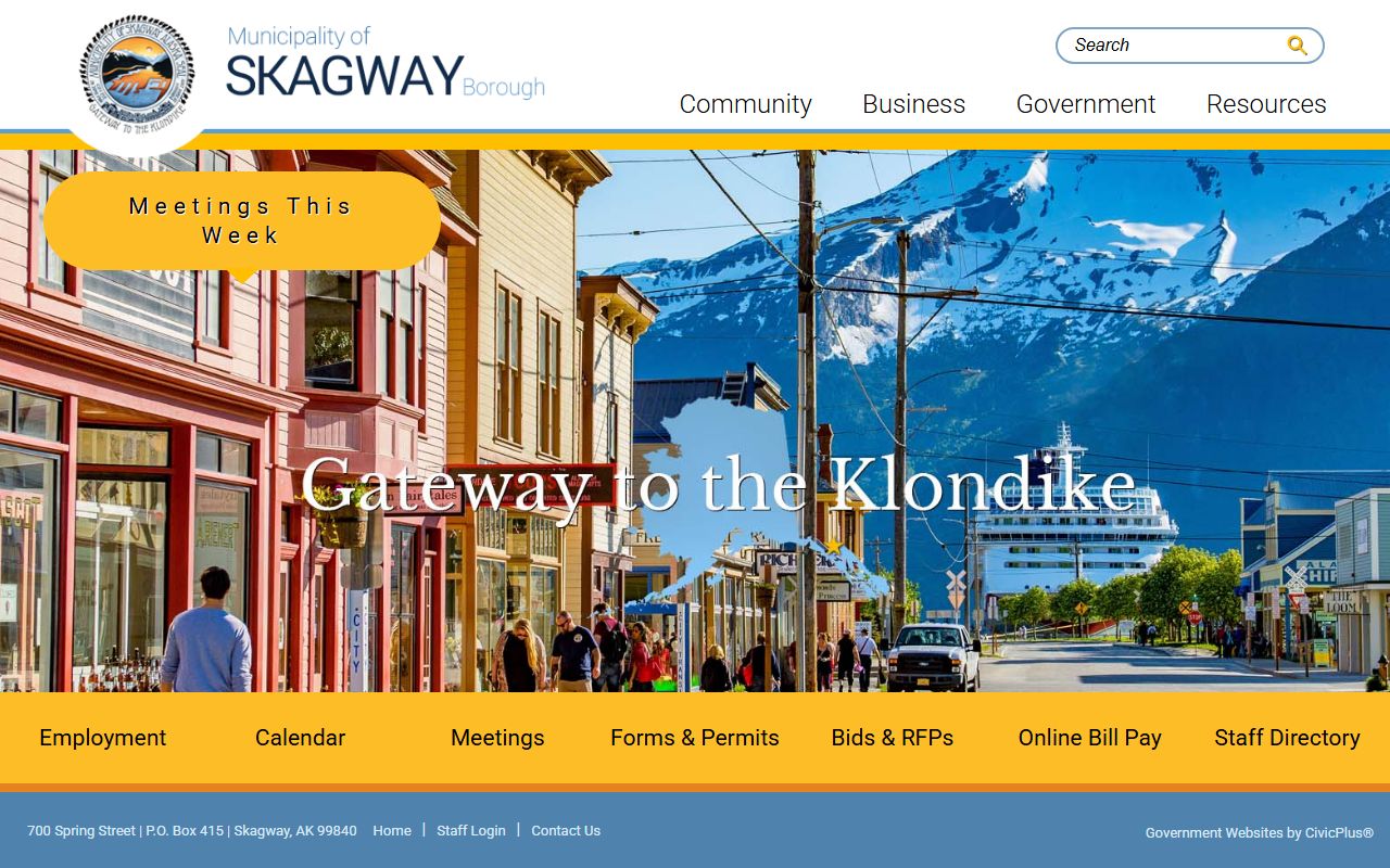 Skagway Municipality official website showing local government services and DUI records resources
