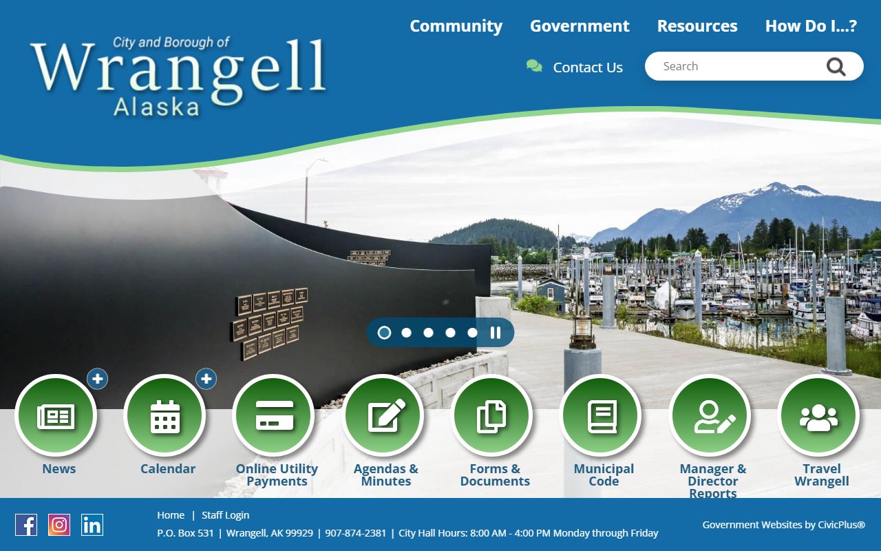 Wrangell City and Borough official website providing access to DUI records and local government services