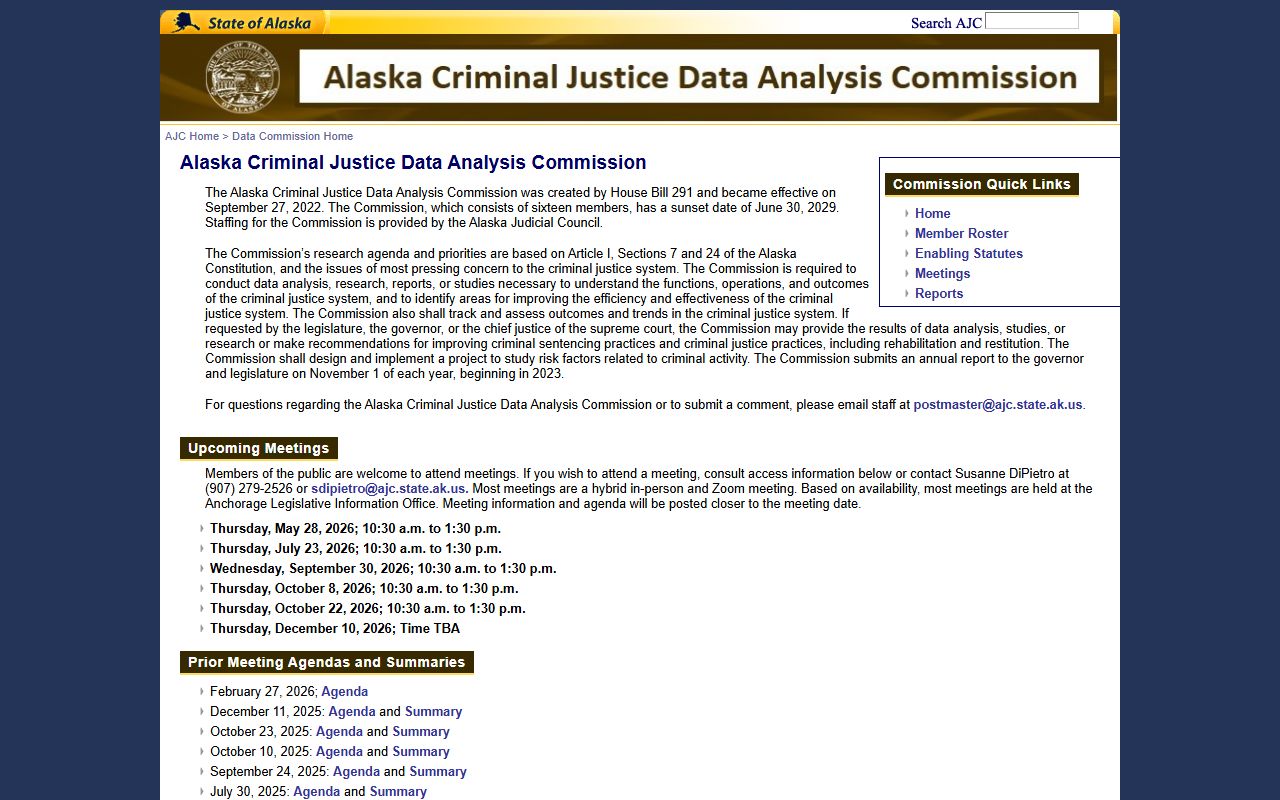 Alaska Criminal Justice Data Analysis Commission DUI statistics